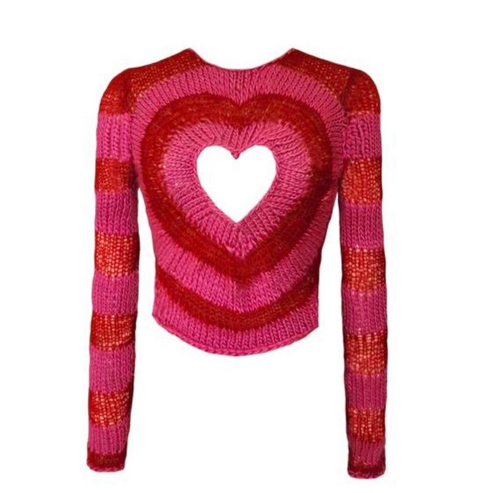 Heart Cutout Knit Sweater